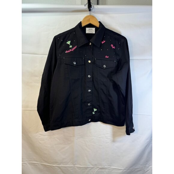 Vintage custom made Girls Night Out lightweight jean jacket bedazzled one of a k - Picture 2 of 9